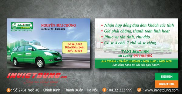 30 Mẫu card visit taxi đẹp. In card visit taxi giá rẻ tại Hà Nội.